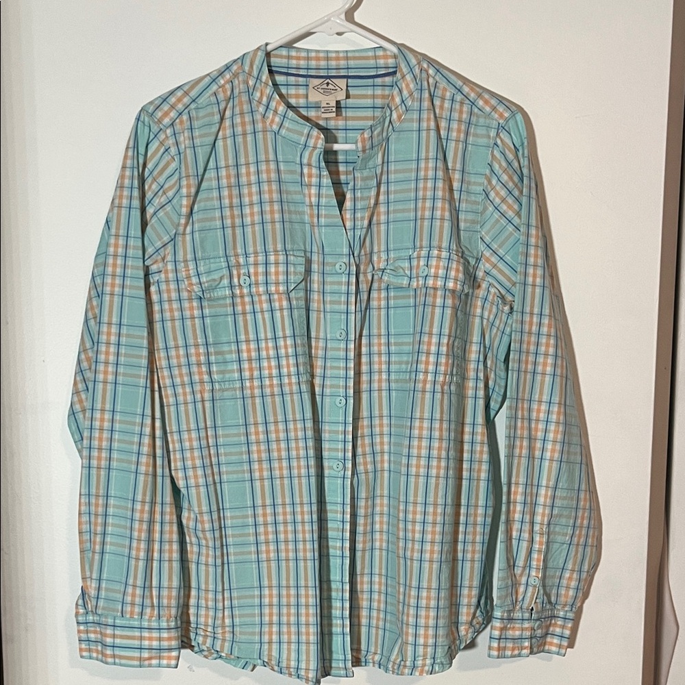 St. John's Bay Plaid Button-Up Shirt - Blue and Orange